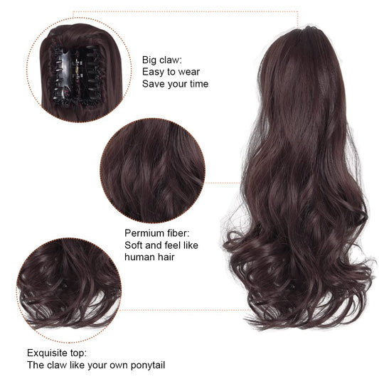 Burgundy Wavy Claw Clip In Extension