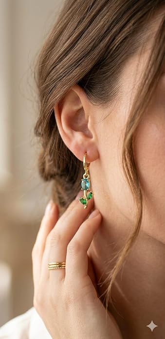 Tulip Necklace with Earrings (Crystal Blue)