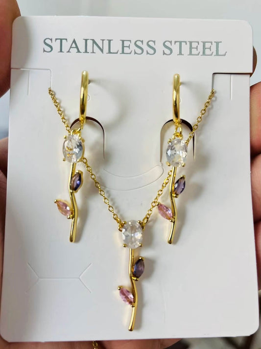 Blush Pink Tulip Jewelry Set
