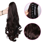 Long Wavy Claw Clip In Ponytail Extension (Burgundy Color)