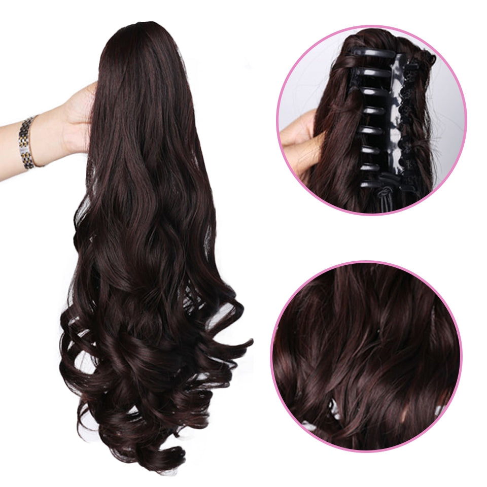 Burgundy Wavy Claw Clip In Extension