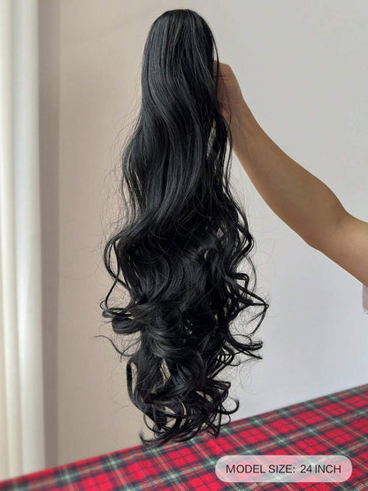 26-28" Long Wavy Black Ponytail