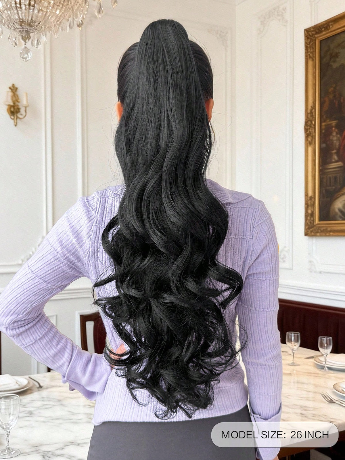 Long Deep Wave Claw Clip Ponytail