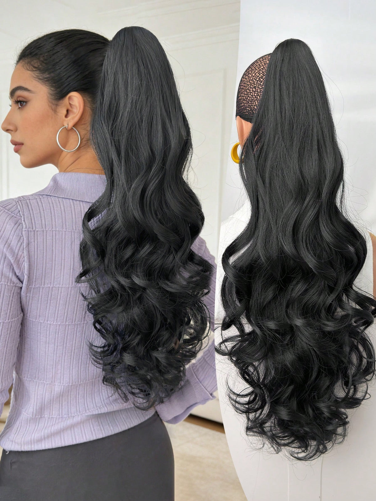 Long Deep Wave Claw Clip Ponytail