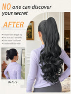 Long Deep Wave Claw Clip Ponytail - Heat Resistant & Natural Look