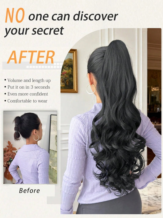 Long Deep Wave Claw Clip Ponytail