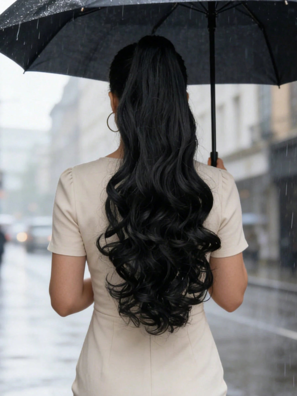Long Deep Wave Claw Clip Ponytail