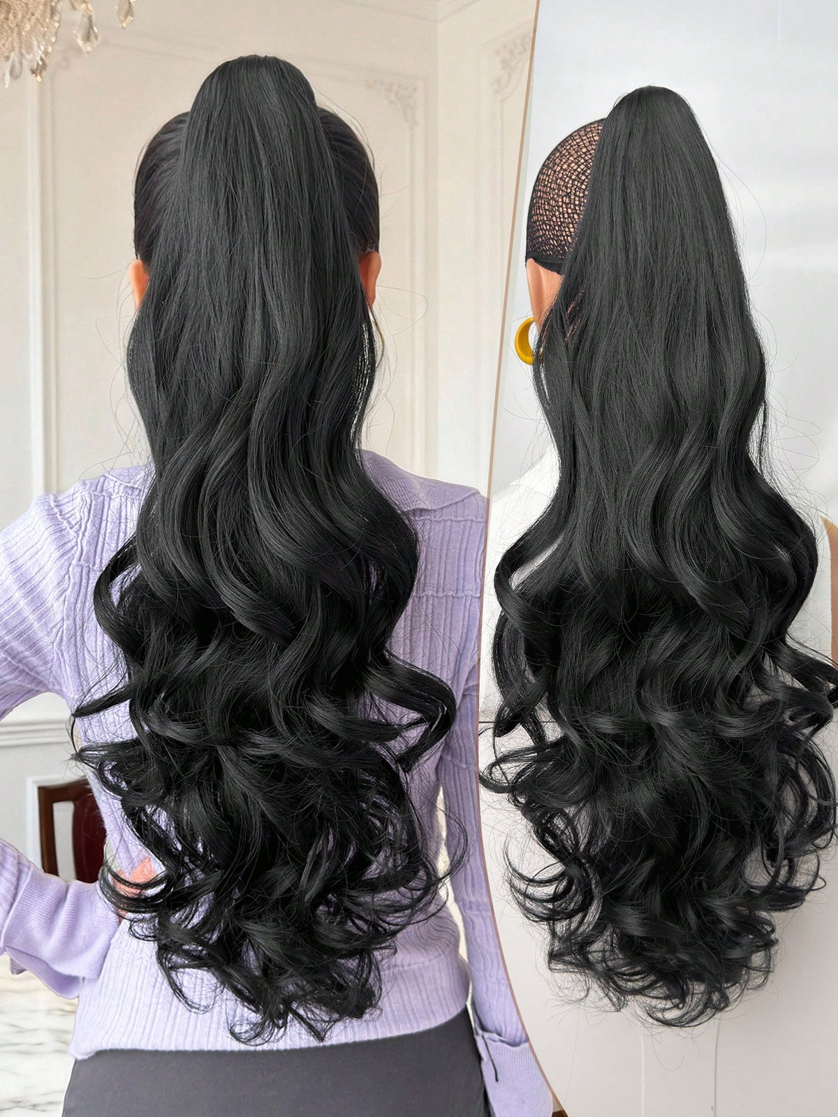Long Deep Wave Claw Clip Ponytail