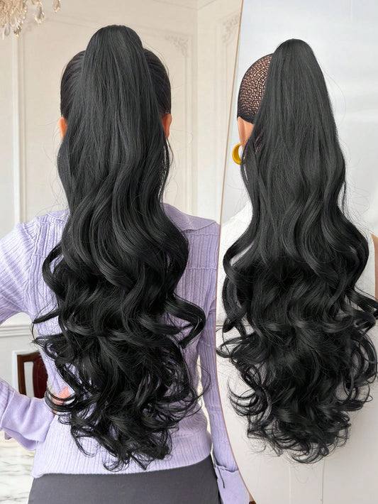Long Deep Wave Claw Clip Ponytail