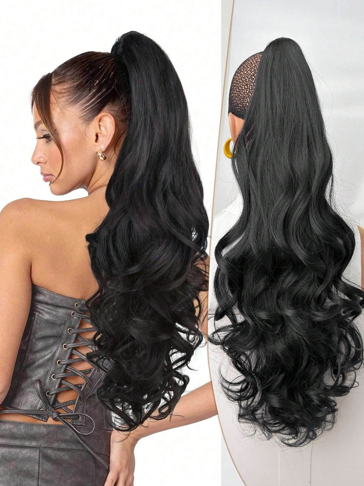 Long Deep Wave Claw Clip Ponytail