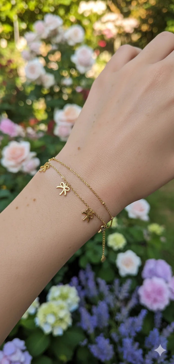 Gold Bow Charm Bracelet