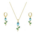 Tulip Necklace with Earrings (Crystal Blue)