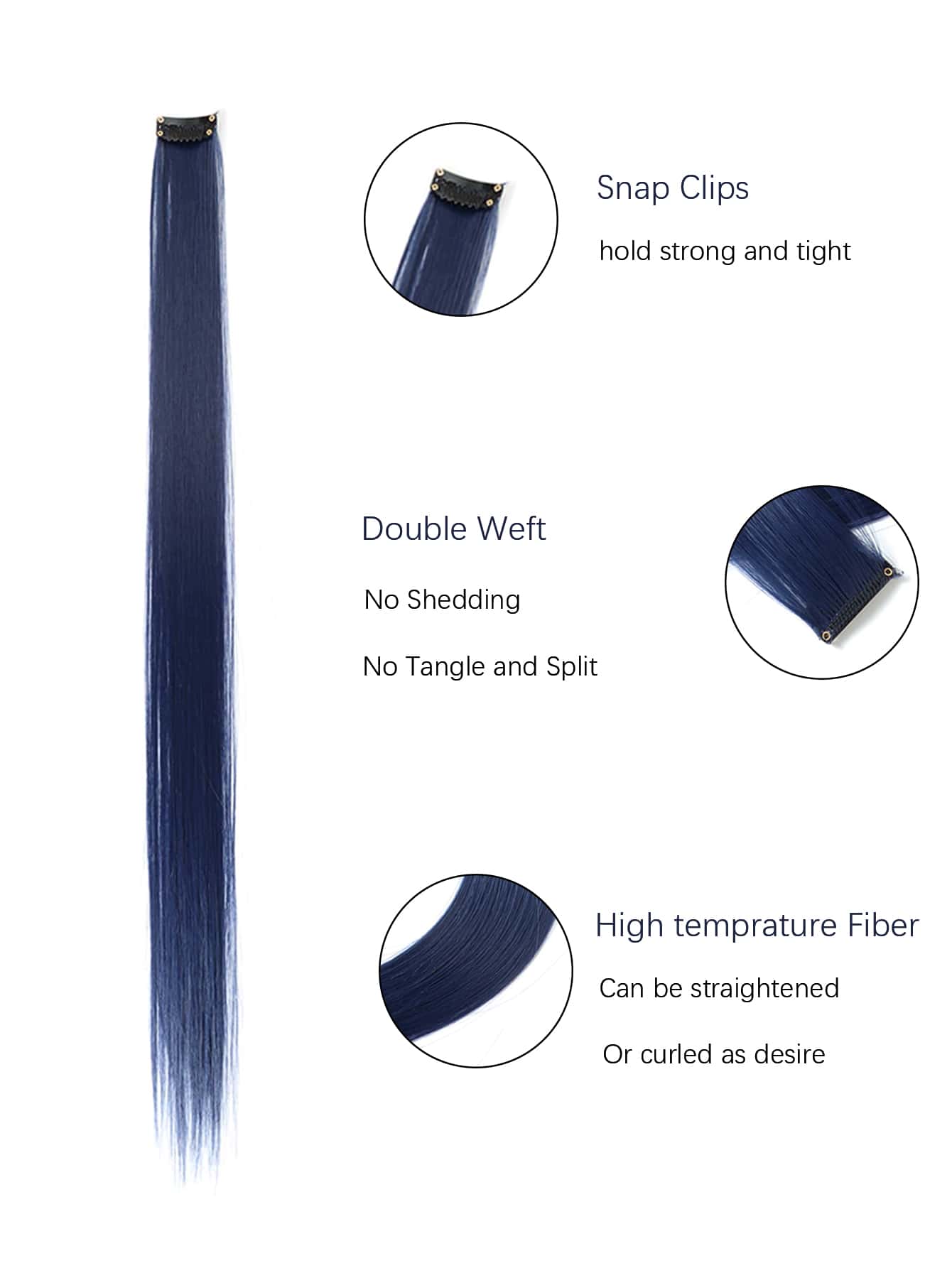 5pcs Clip In Long Straight Synthetic Hairpiece