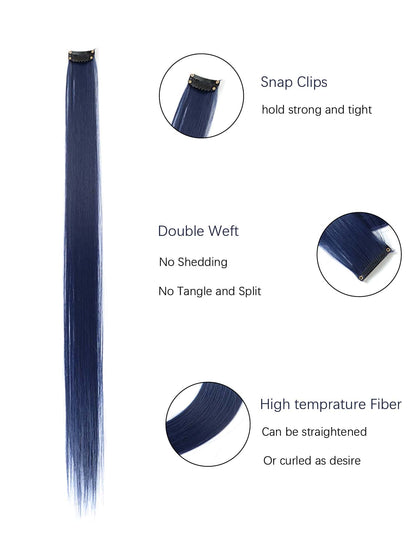 5pcs Clip In Long Straight Synthetic Hairpiece