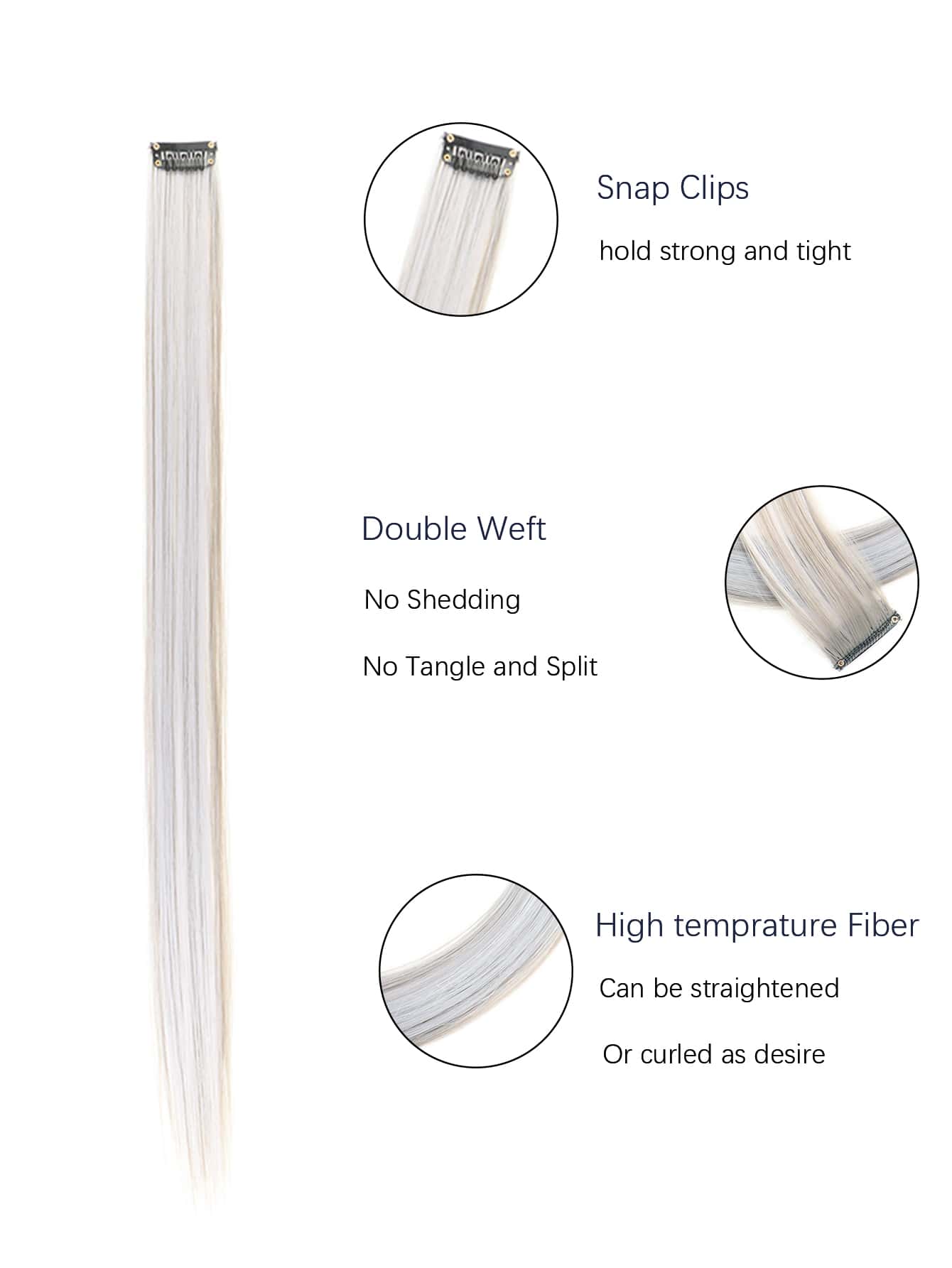 5pcs Clip In Long Straight Synthetic Hairpiece
