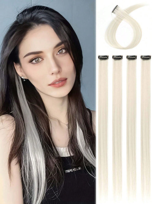 5pcs Clip In Long Straight Synthetic Hairpiece
