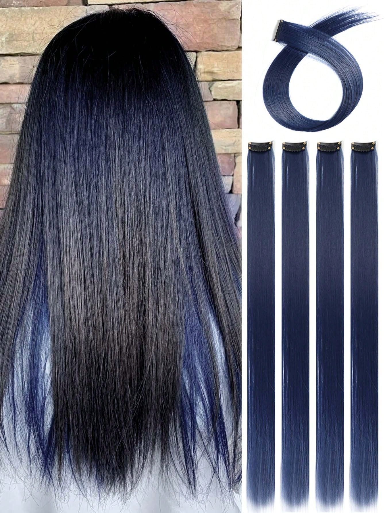5pcs Clip In Long Straight Synthetic Hairpiece