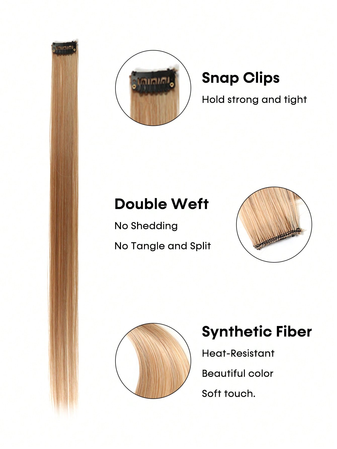 5pcs Clip In Long Straight Synthetic Hairpiece