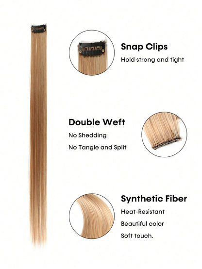 5pcs Clip In Long Straight Synthetic Hairpiece
