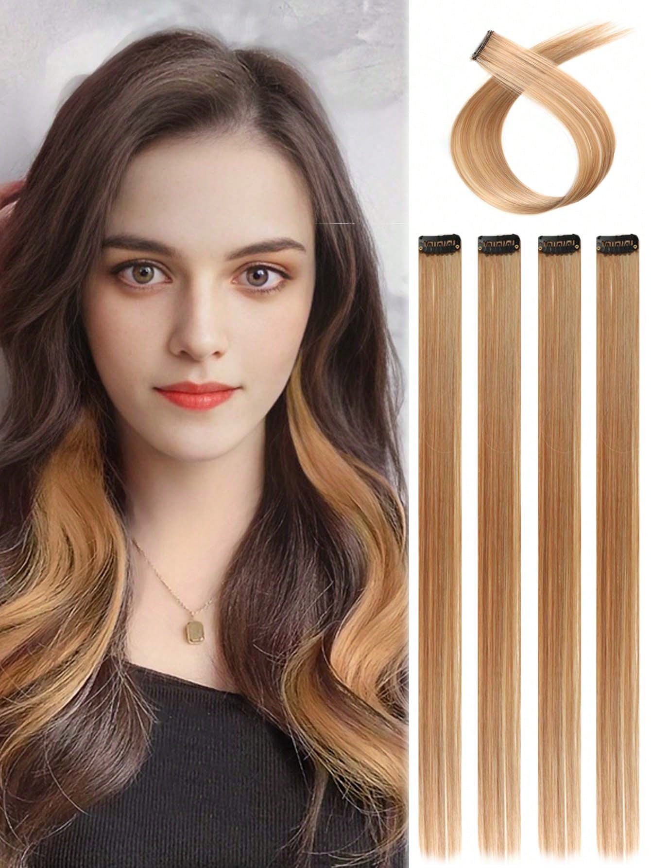 5pcs Clip In Long Straight Synthetic Hairpiece