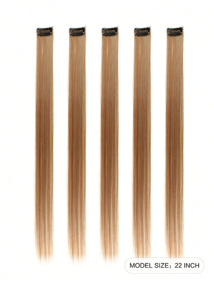 5pcs Clip In Long Straight Synthetic Hairpiece