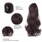 Long Wavy Claw Clip In Ponytail Extension (Burgundy Color)