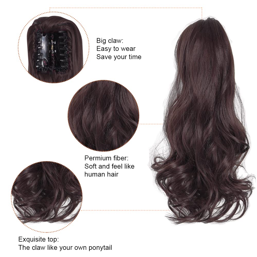 Burgundy Wavy Claw Clip In Extension