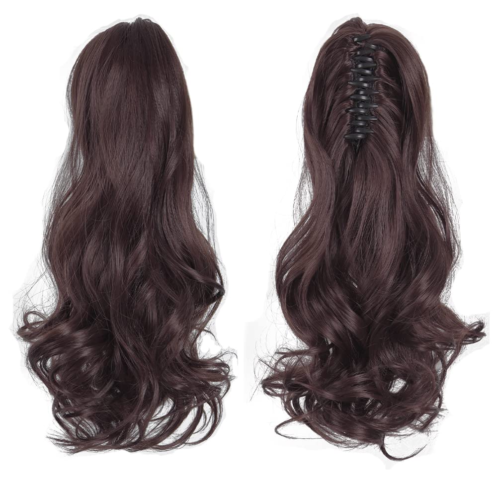 Burgundy Wavy Claw Clip In Extension