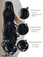 Long Wavy Claw Clip In Ponytail Extension (Chestnut Brown)