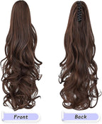 Claw Clip Chocolate Brown Ponytail Extension Curly Wavy Clip in Long Ponytails Hair Extensions