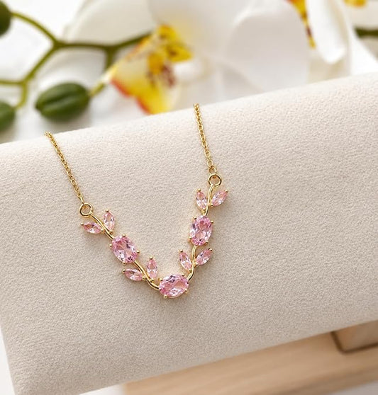 Tulip Necklace (Pink Crystal)