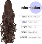 Claw Clip Chocolate Brown Ponytail Extension Curly Wavy Clip in Long Ponytails Hair Extensions