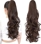Long Wavy Claw Clip In Ponytail Extension (Chestnut Brown)