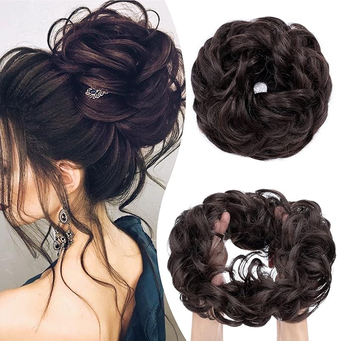 PREMIUM QUALITY MESSY HAIR BUN (BROWN/BLACK)