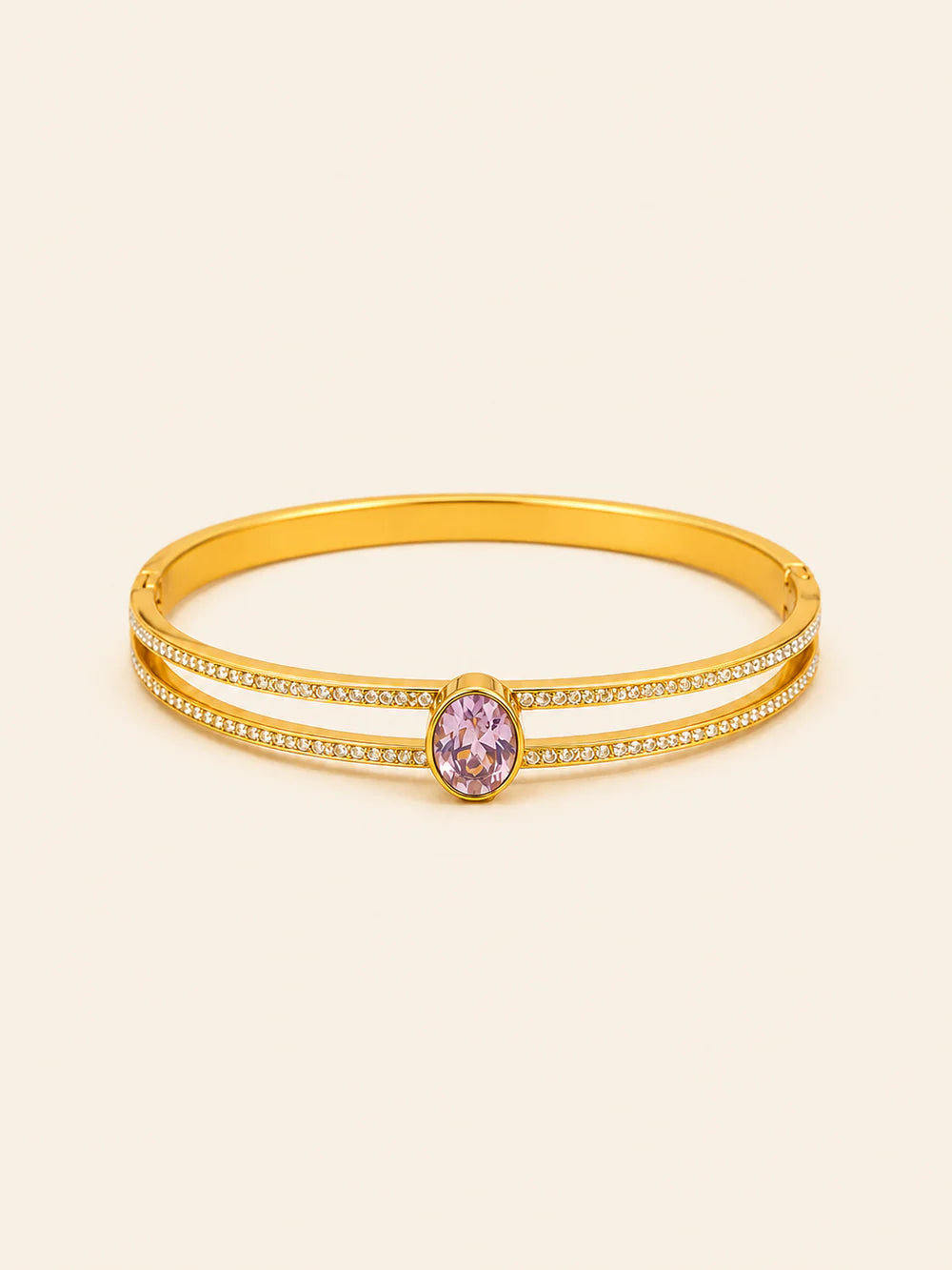 Pink Zirconia & Diamond Accent Bangle Bracelet