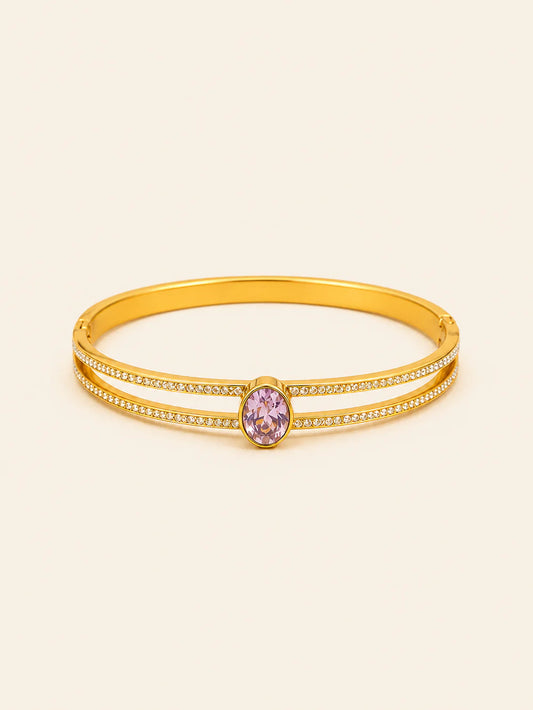 Pink Zirconia & Diamond Accent Bangle Bracelet