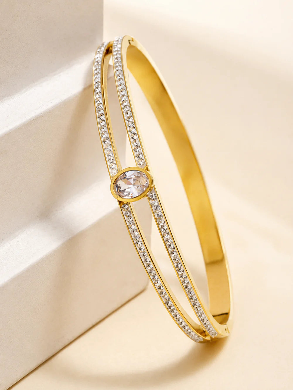 Pink Zirconia & Diamond Accent Bangle Bracelet