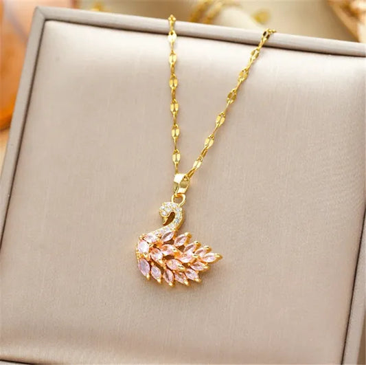 Fashion Diamond Swan Pendant Necklace