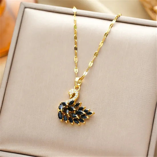 Fashion Diamond Swan Pendant Necklace