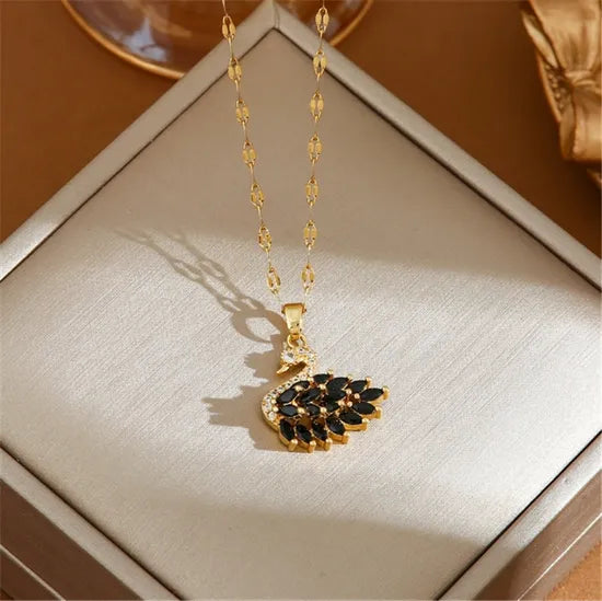 Fashion Diamond Swan Pendant Necklace