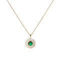 Emerald Green Sunflower Burst Pendant Necklace