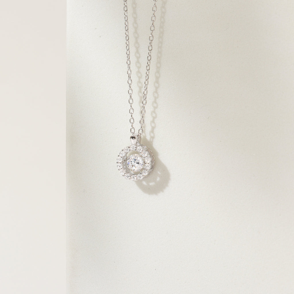 925 Sterling Silver Cubic Zirconia Germstone Pendant Chain Necklace