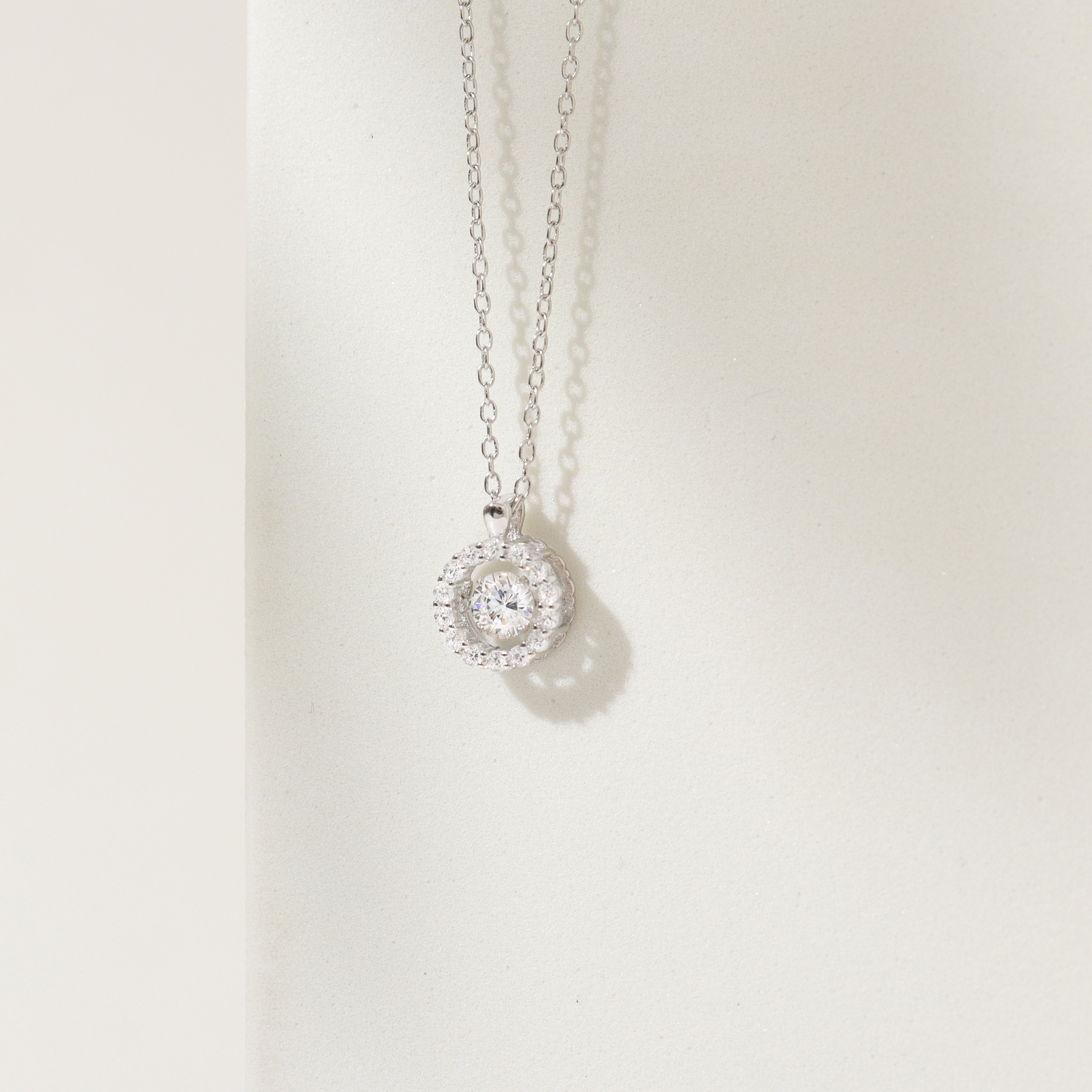 925 Sterling Silver Cubic Zirconia Germstone Pendant Chain Necklace