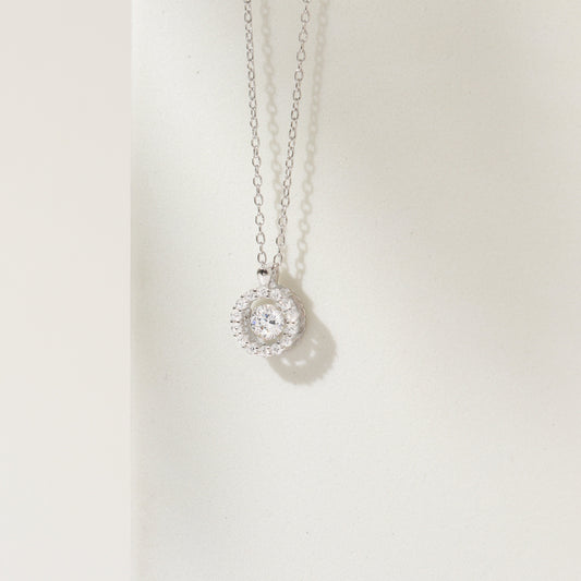 925 Sterling Silver Cubic Zirconia Germstone Pendant Chain Necklace