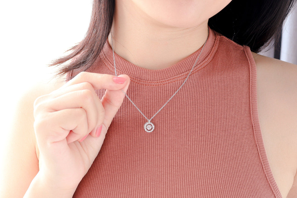 925 Sterling Silver Cubic Zirconia Germstone Pendant Chain Necklace