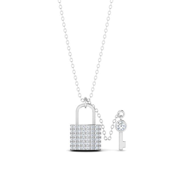 Necklace with lock charm made from silver 925