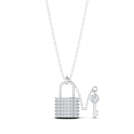 Necklace with lock charm made from silver 925