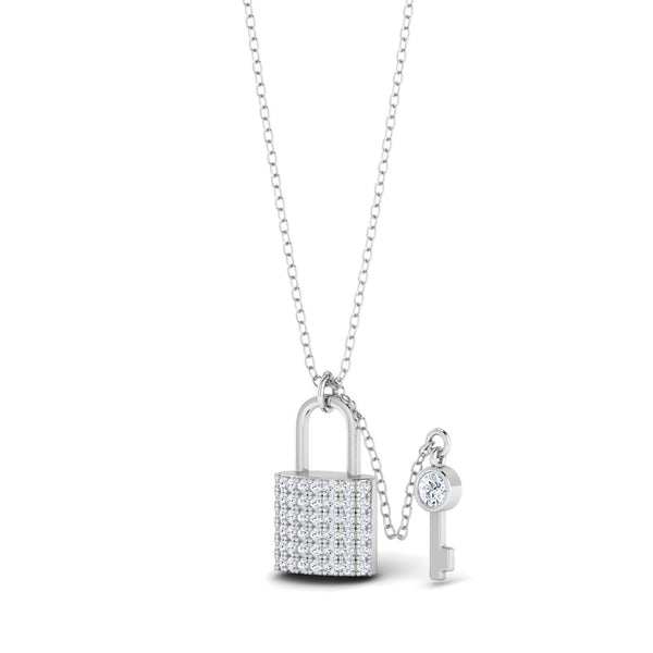 Necklace with lock charm made from silver 925