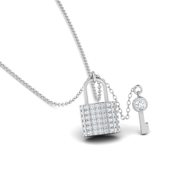 Necklace with lock charm made from silver 925
