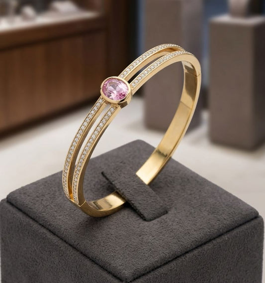Pink Zirconia & Diamond Accent Bangle Bracelet